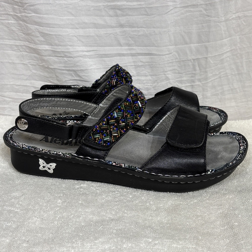 Alegria Women's Verona Fiesta de Nocha Black Beaded Slingback  Sandal Sz US 8 - Picture 3 of 16